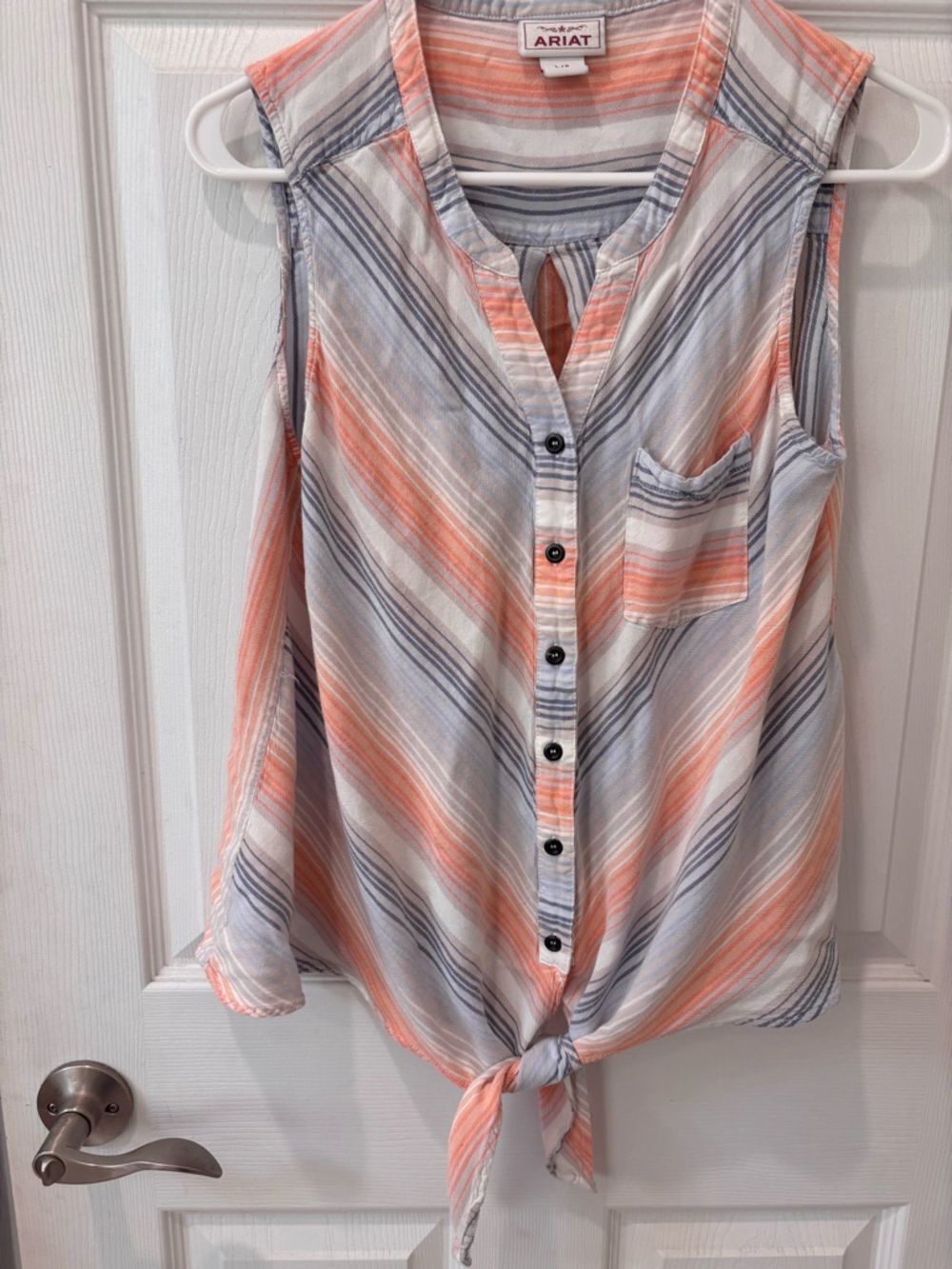 Ariat Striped Tie-Front Sleeveless Top